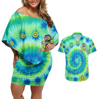 Just a Girl Who Loves Kiwis Couples Matching Off Shoulder Short Dress and Hawaiian Shirt New Zealand Tie Dye DT02 Green - Polynesian Pride