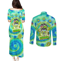 Just a Girl Who Loves Kiwis Couples Matching Puletasi and Long Sleeve Button Shirt New Zealand Tie Dye DT02 - Polynesian Pride