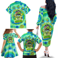 Just a Girl Who Loves Kiwis Family Matching Off The Shoulder Long Sleeve Dress and Hawaiian Shirt New Zealand Tie Dye DT02 - Polynesian Pride
