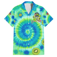 Just a Girl Who Loves Kiwis Family Matching Off The Shoulder Long Sleeve Dress and Hawaiian Shirt New Zealand Tie Dye DT02 Dad's Shirt - Short Sleeve Green - Polynesian Pride