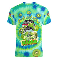 Just a Girl Who Loves Kiwis Women V-Neck T-Shirt New Zealand Tie Dye