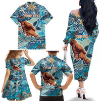 Hand In Hand Father's Day Polynesian Family Matching Off The Shoulder Long Sleeve Dress and Hawaiian Shirt Tribal Flower Pattern DT02 - Polynesian Pride