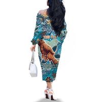 Hand In Hand Father's Day Polynesian Family Matching Off The Shoulder Long Sleeve Dress and Hawaiian Shirt Tribal Flower Pattern DT02 - Polynesian Pride