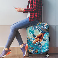 Hand In Hand Father's Day Polynesian Luggage Cover Tribal Flower Pattern