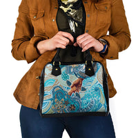 Hand In Hand Father's Day Polynesian Shoulder Handbag Tribal Flower Pattern