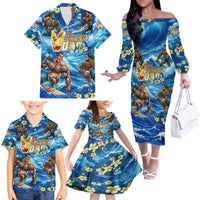 Hawaii Father's Day Family Matching Off The Shoulder Long Sleeve Dress and Hawaiian Shirt The Surfing Dad Polynesian Tattoo DT02 - Polynesian Pride