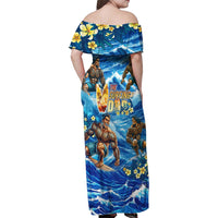 Hawaii Father's Day Family Matching Off Shoulder Maxi Dress and Hawaiian Shirt The Surfing Dad Polynesian Tattoo DT02 - Polynesian Pride