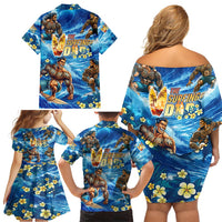 Hawaii Father's Day Family Matching Off Shoulder Short Dress and Hawaiian Shirt The Surfing Dad Polynesian Tattoo DT02 - Polynesian Pride