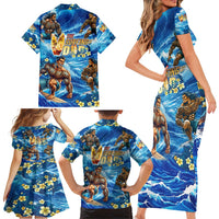 Hawaii Father's Day Family Matching Short Sleeve Bodycon Dress and Hawaiian Shirt The Surfing Dad Polynesian Tattoo DT02 - Polynesian Pride