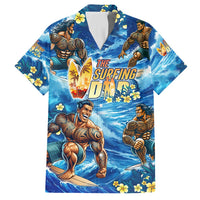 Hawaii Father's Day Family Matching Summer Maxi Dress and Hawaiian Shirt The Surfing Dad Polynesian Tattoo DT02 Dad's Shirt - Short Sleeve Blue - Polynesian Pride
