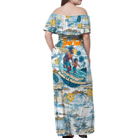 Hawaii Father's Day It's Surfing Time Family Matching Off Shoulder Maxi Dress and Hawaiian Shirt Aloha L Makuakane DT02 - Polynesian Pride