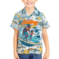 Hawaii Father's Day It's Surfing Time Family Matching Off Shoulder Maxi Dress and Hawaiian Shirt Aloha L Makuakane DT02 Son's Shirt Blue - Polynesian Pride