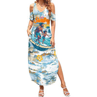 Hawaii Father's Day It's Surfing Time Family Matching Summer Maxi Dress and Hawaiian Shirt Aloha L Makuakane DT02 Mom's Dress Blue - Polynesian Pride