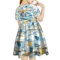 Hawaii Father's Day It's Surfing Time Kid Short Sleeve Dress Aloha Lā Makuakane
