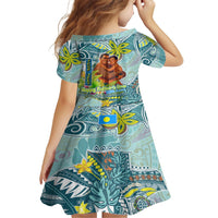 Palau Father's Day Polynesia Family Matching Tank Maxi Dress and Hawaiian Shirt Dad and Son