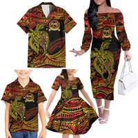 Papua New Guinea 50th Independence Day Family Matching Off The Shoulder Long Sleeve Dress and Hawaiian Shirt Culture Spirit and Sovereignty DT02 - Polynesian Pride