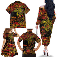 Papua New Guinea 50th Independence Day Family Matching Off The Shoulder Long Sleeve Dress and Hawaiian Shirt Culture Spirit and Sovereignty DT02 - Polynesian Pride