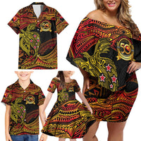 Papua New Guinea 50th Independence Day Family Matching Off Shoulder Short Dress and Hawaiian Shirt Culture Spirit and Sovereignty DT02 - Polynesian Pride
