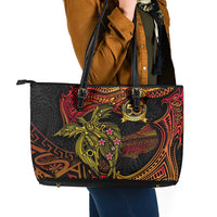 Papua New Guinea 50th Independence Day Leather Tote Bag Culture Spirit and Sovereignty