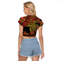 Papua New Guinea 50th Independence Day Raglan Cropped T Shirt Culture Spirit and Sovereignty