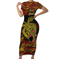 Papua New Guinea 50th Independence Day Short Sleeve Bodycon Dress Culture Spirit and Sovereignty DT02 Long Dress Art - Polynesian Pride