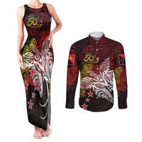 PNG 1975 - 2025 Couples Matching Tank Maxi Dress and Long Sleeve Button Shirt Papua New Guinea 50th Independence Anniversary DT02 Art - Polynesian Pride