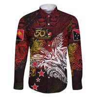PNG 1975 - 2025 Family Matching Mermaid Dress and Hawaiian Shirt Papua New Guinea 50th Independence Anniversary DT02 Dad's Shirt - Long Sleeve Art - Polynesian Pride
