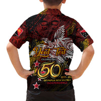 PNG 1975 - 2025 Family Matching Off The Shoulder Long Sleeve Dress and Hawaiian Shirt Papua New Guinea 50th Independence Anniversary DT02 - Polynesian Pride