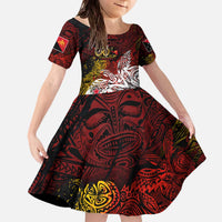 PNG 1975 - 2025 Family Matching Off The Shoulder Long Sleeve Dress and Hawaiian Shirt Papua New Guinea 50th Independence Anniversary DT02 Daughter's Dress Art - Polynesian Pride