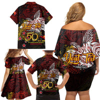 PNG 1975 - 2025 Family Matching Off Shoulder Short Dress and Hawaiian Shirt Papua New Guinea 50th Independence Anniversary DT02 - Polynesian Pride