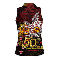 PNG 1975 - 2025 Women Sleeveless Polo Shirt Papua New Guinea 50th Independence Anniversary DT02 - Polynesian Pride