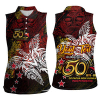 PNG 1975 - 2025 Women Sleeveless Polo Shirt Papua New Guinea 50th Independence Anniversary DT02 - Polynesian Pride