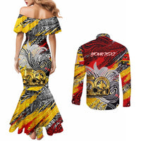 Papua New Guinea 50th Independence Day Couples Matching Mermaid Dress and Long Sleeve Button Shirt Celebrate Our History, Inspire Our Future DT02 - Polynesian Pride