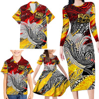 Papua New Guinea 50th Independence Day Family Matching Long Sleeve Bodycon Dress and Hawaiian Shirt Celebrate Our History, Inspire Our Future DT02 - Polynesian Pride