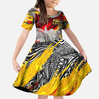 Papua New Guinea 50th Independence Day Family Matching Off The Shoulder Long Sleeve Dress and Hawaiian Shirt Celebrate Our History, Inspire Our Future DT02 Daughter's Dress Art - Polynesian Pride