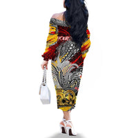 Papua New Guinea 50th Independence Day Family Matching Off The Shoulder Long Sleeve Dress and Hawaiian Shirt Celebrate Our History, Inspire Our Future DT02 - Polynesian Pride