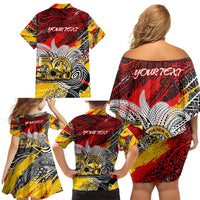 Papua New Guinea 50th Independence Day Family Matching Off Shoulder Short Dress and Hawaiian Shirt Celebrate Our History, Inspire Our Future DT02 - Polynesian Pride
