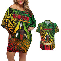 Vanuatu 45th Independence Anniversary Couples Matching Off Shoulder Short Dress and Hawaiian Shirt Embracing Our Traditions Shaping Our Future