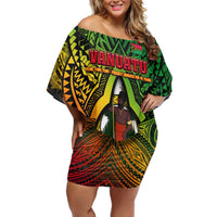 Vanuatu 45th Independence Anniversary Family Matching Off Shoulder Short Dress and Hawaiian Shirt Embracing Our Traditions Shaping Our Future DT02 Mom's Dress Art - Polynesian Pride