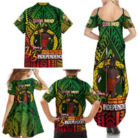Vanuatu 45th Independence Anniversary Family Matching Summer Maxi Dress and Hawaiian Shirt Embracing Our Traditions Shaping Our Future DT02 - Polynesian Pride