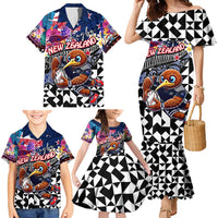 Personalized Kiwi New Zealand Rugby Family Matching Mermaid Dress and Hawaiian Shirt Kiwis Mascot Tropical Pattern DT02 - Polynesian Pride
