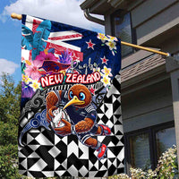 Kiwi New Zealand Rugby Garden Flag Kiwis Mascot Tropical Pattern DT02 - Polynesian Pride
