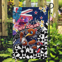 Kiwi New Zealand Rugby Garden Flag Kiwis Mascot Tropical Pattern DT02 Garden Flag Blue - Polynesian Pride