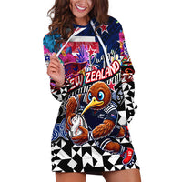 Personalized Kiwi New Zealand Rugby Hoodie Dress Kiwis Mascot Tropical Pattern