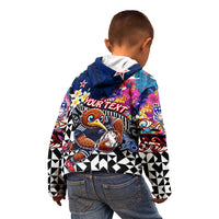 Personalized Kiwi New Zealand Rugby Kid Hoodie Kiwis Mascot Tropical Pattern