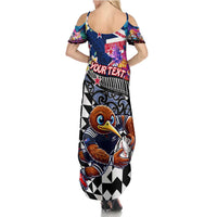 Personalized Kiwi New Zealand Rugby Summer Maxi Dress Kiwis Mascot Tropical Pattern