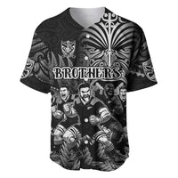 Personalized All Black Brothers Rugby Baseball Jersey New Zealand Maori Haka DT02 Black - Polynesian Pride