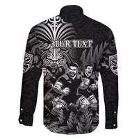 Personalized All Black Brothers Rugby Family Matching Off The Shoulder Long Sleeve Dress and Hawaiian Shirt New Zealand Maori Haka DT02 - Polynesian Pride