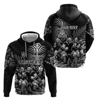 Personalized All Black Brothers Rugby Zip Hoodie New Zealand Maori Haka