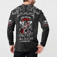 All Black NZL Rugby Champions Button Sweatshirt Maori Warrior